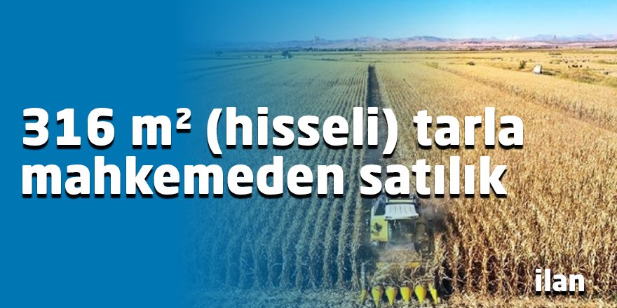 316 m² (hisseli) tarla mahkemeden satılık