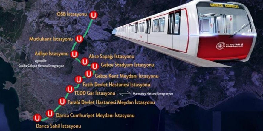 Gebze OSB-Darıca Sahil Metro Hattı tamamlandı