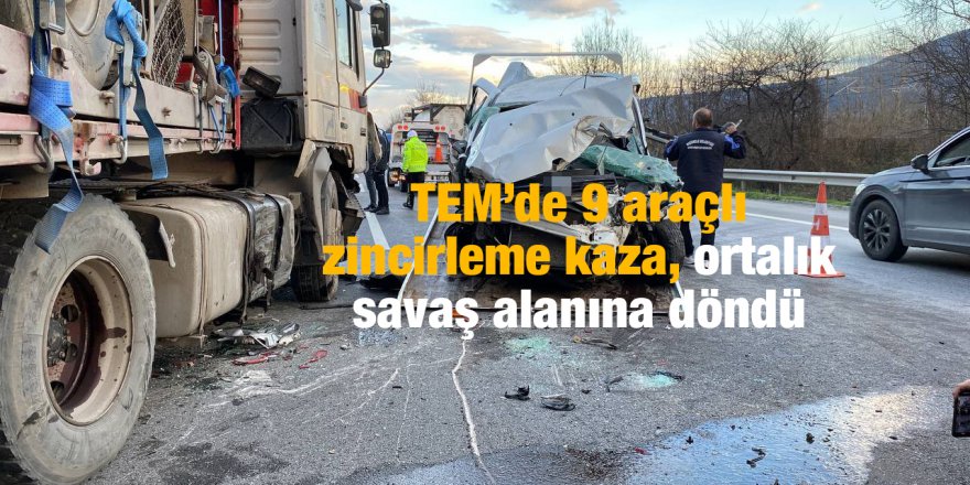 TEM’de 9 araçlı zincirleme kaza, ortalık savaş alanına döndü