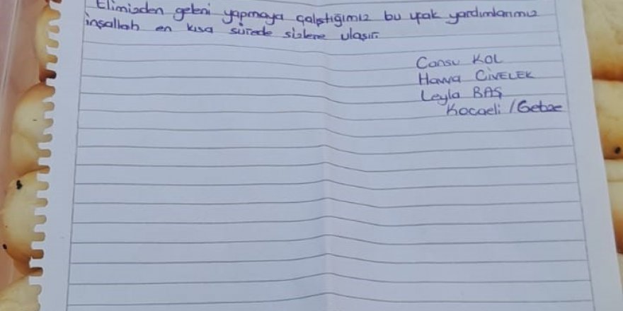Gıda yardım paketinden çıkan not duygulandırdı