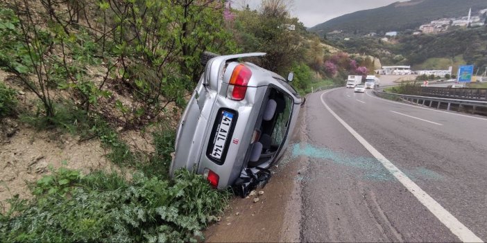 Takla atan otomobilden burnu bile kanamadı