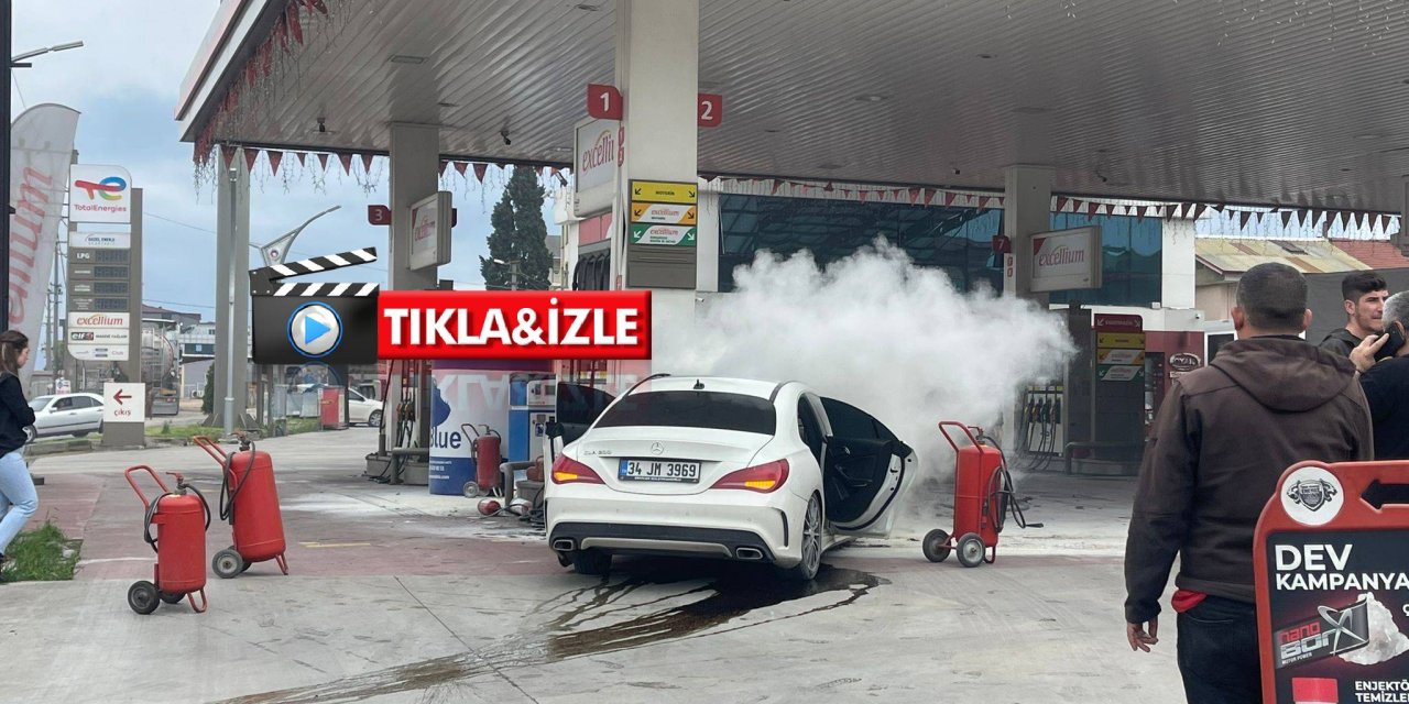 Otomobil benzin istasyonuna böyle daldı