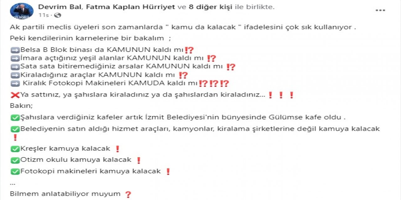 Devrim Bal: Belediyenin mallarını ya kiraladınız ya da sattınız