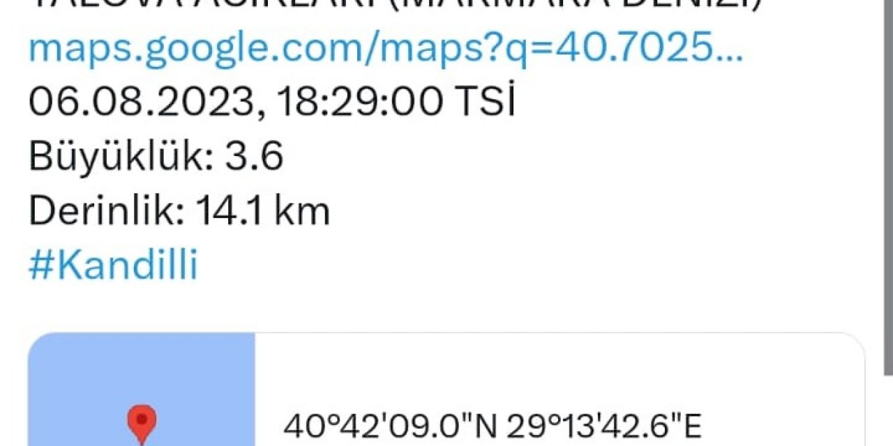 Marmara'da deprem!