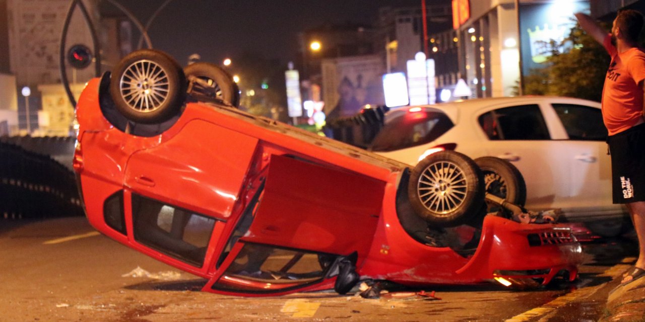 Takla atan otomobili bırakıp kaçtı