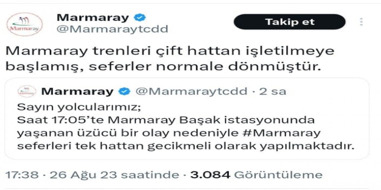 Marmaray'da hareketli saatler: Tren gelirken raylara atladı