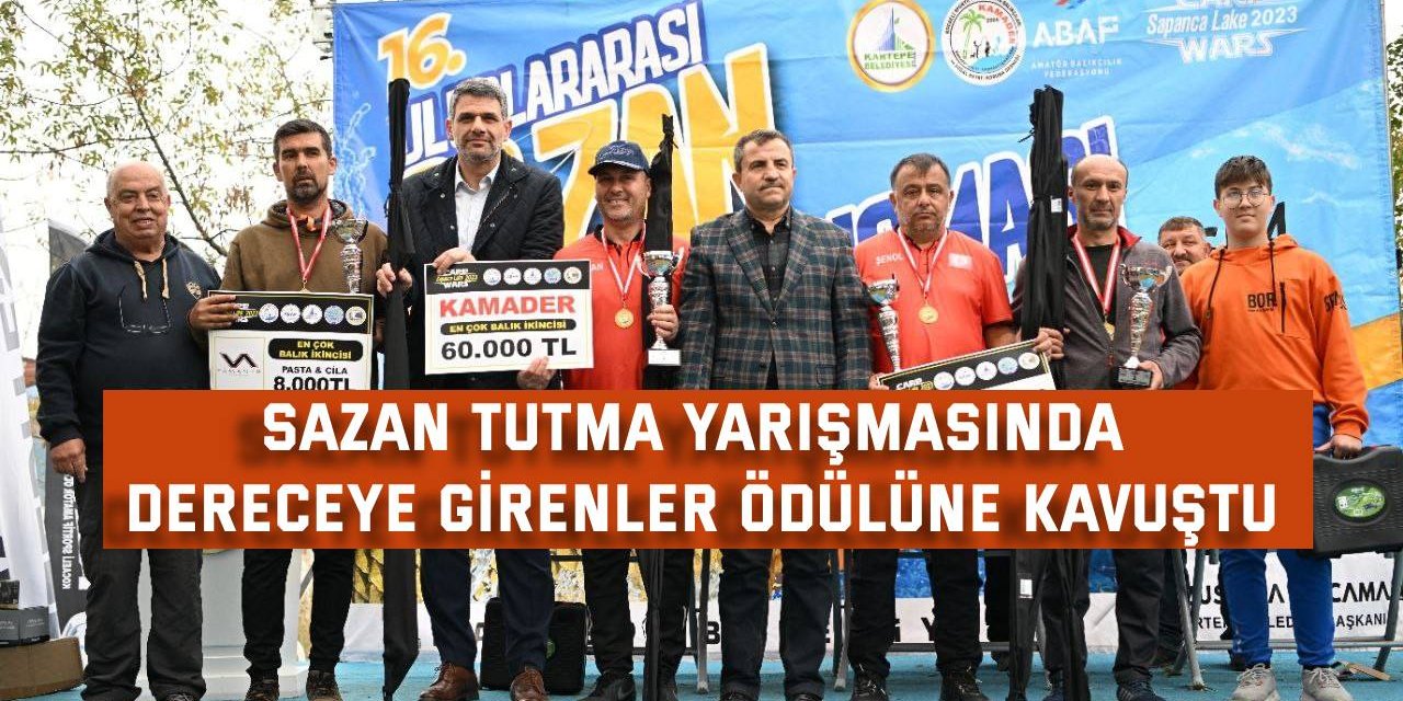 Sazan tutma yarışmasında dereceye girenler ödülüne kavuştu