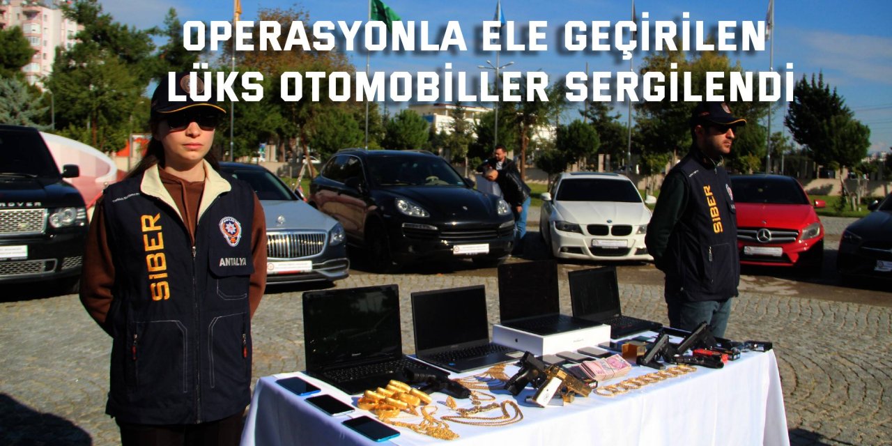 Operasyonla ele geçirilen  lüks otomobiller sergilendi