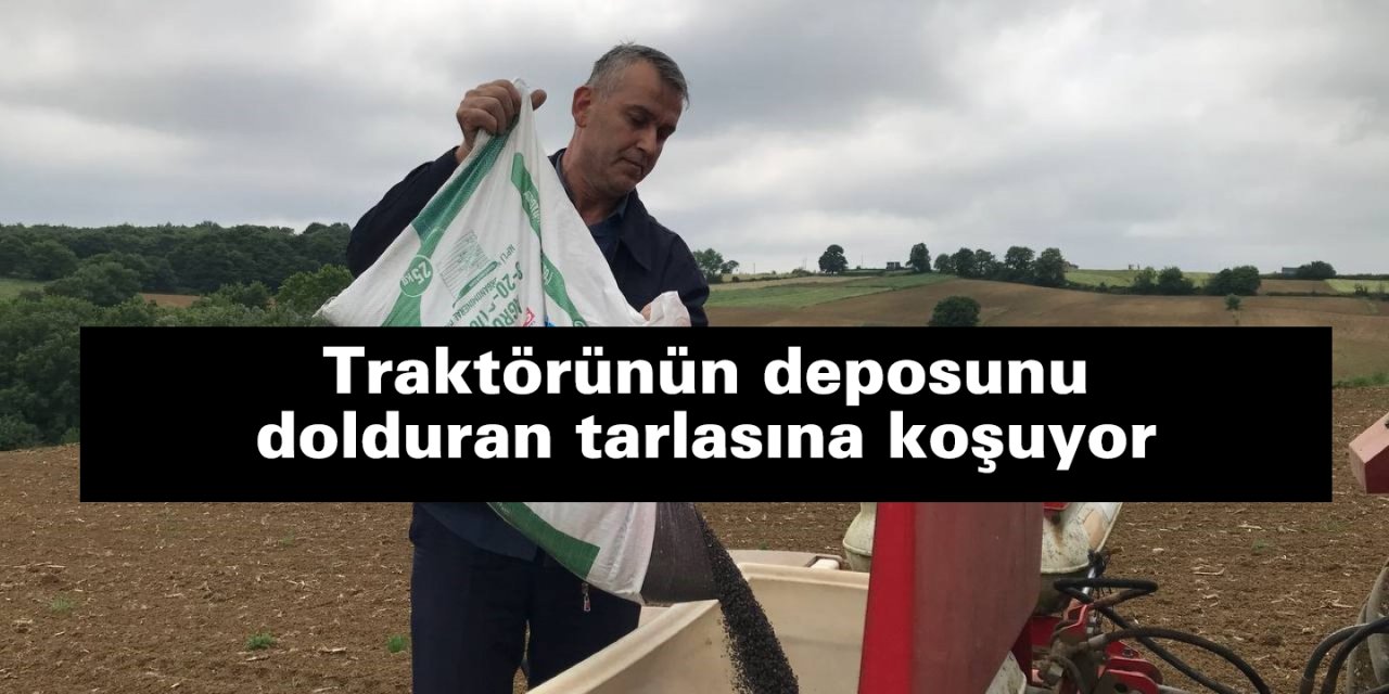 Traktörünün deposunu dolduran tarlasına koşuyor