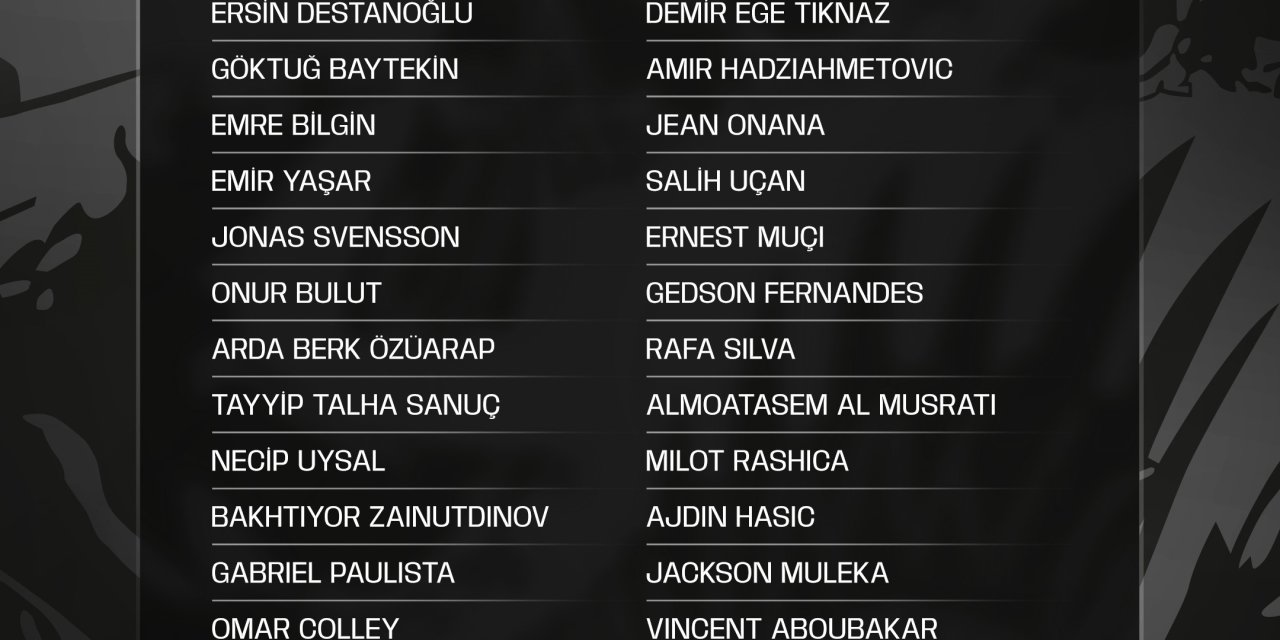 Beşiktaş'ın Slovenya kamp kadrosu belli oldu