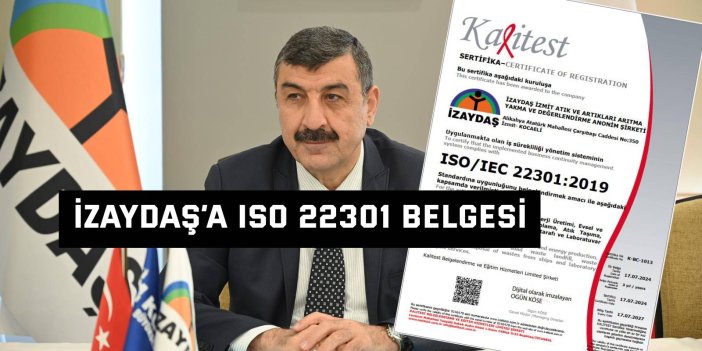 İZAYDAŞ’a ISO 22301 belgesi