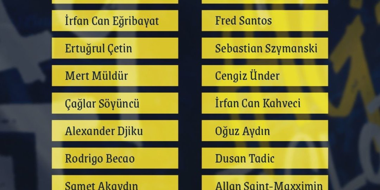 Fenerbahçe'nin kamp kadrosu belli oldu