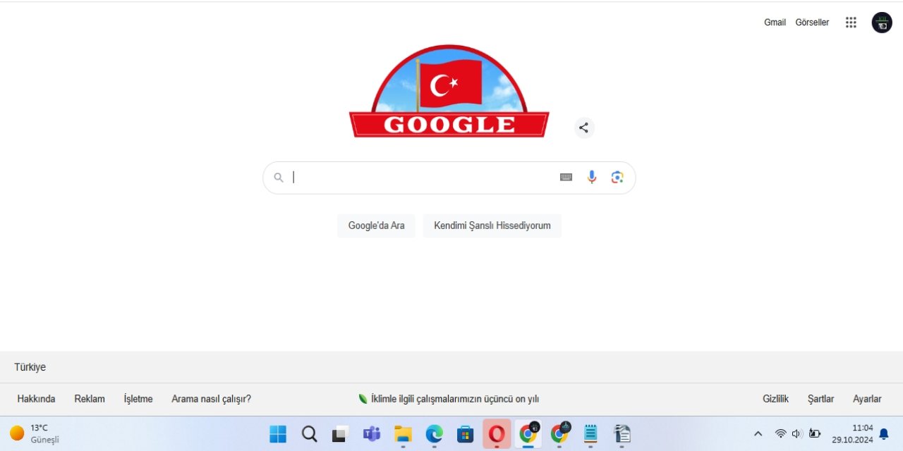 Google’dan Cumhuriyet Bayramı’na Özel Anlamlı Doodle! Ana Sayfa, Cumhuriyet’in 101. Yılına Kutlama İçin Kırmızı-Beyaz Işıl Işıl