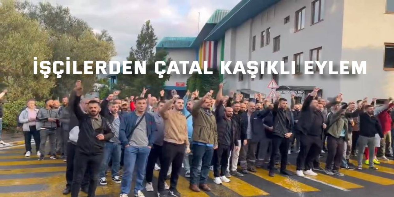 Filli Boya işçilerinden çatal kaşıklı eylem