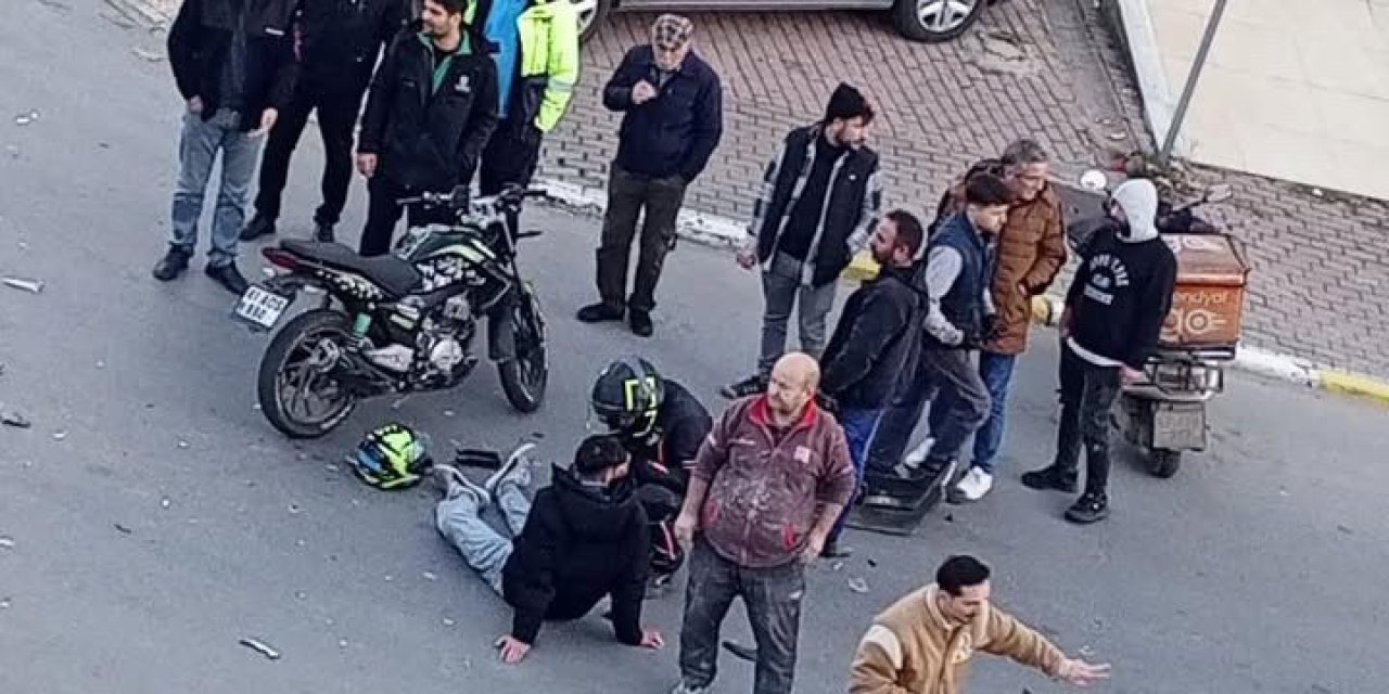 Otomobil ile motosiklet kazaya karıştı