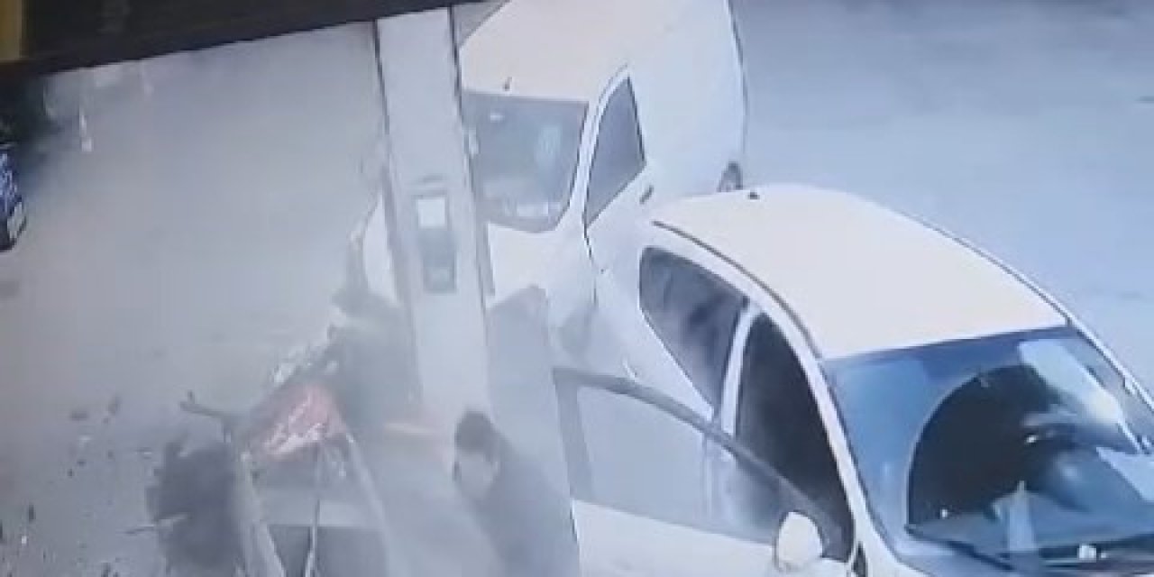 Akaryakıt istasyonunda korkutan kaza kamerada