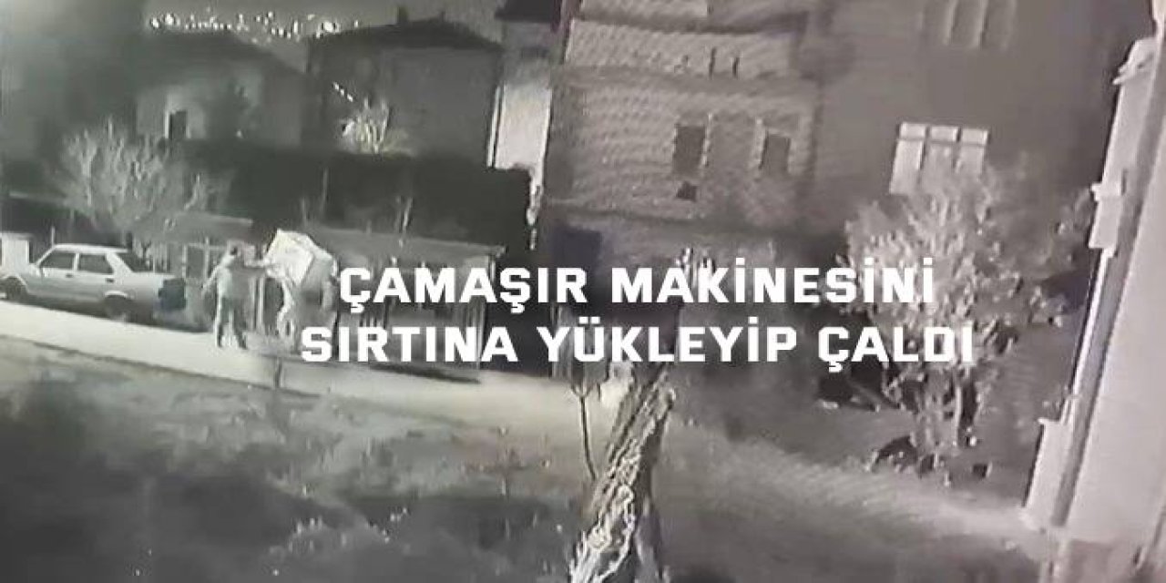 Çamaşır makinesini sırtına yükleyip çaldı