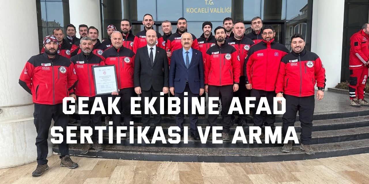 GEAK ekibine AFAD  Sertifikası ve Arma