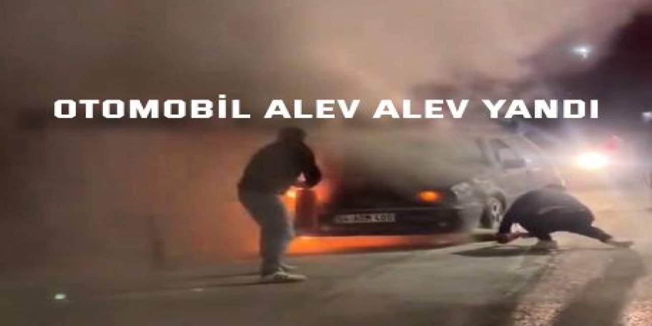 Kocaeli'de otomobil alev alev yandı