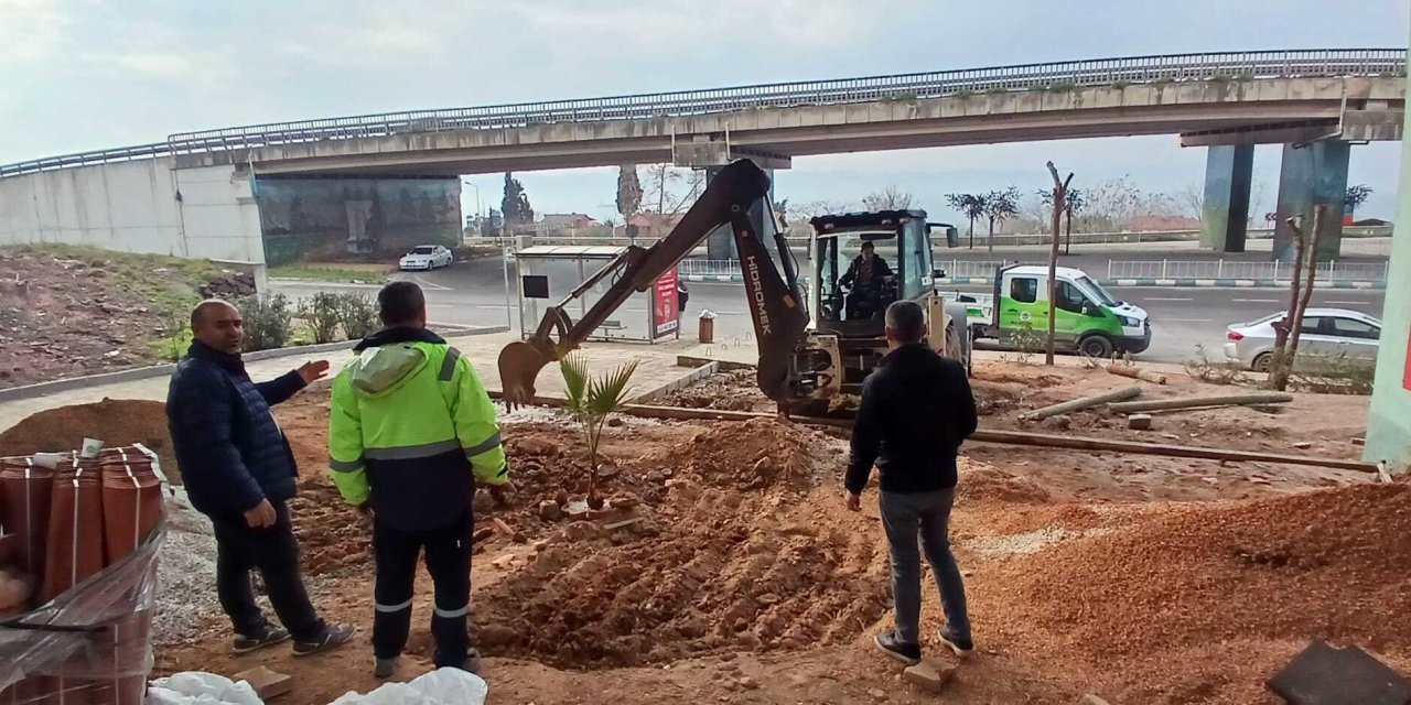 Tavşancıl girişinde peyzaj çalışması