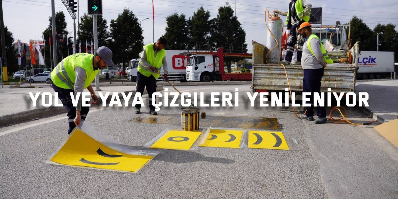 Yol ve yaya çizgileri yenileniyor