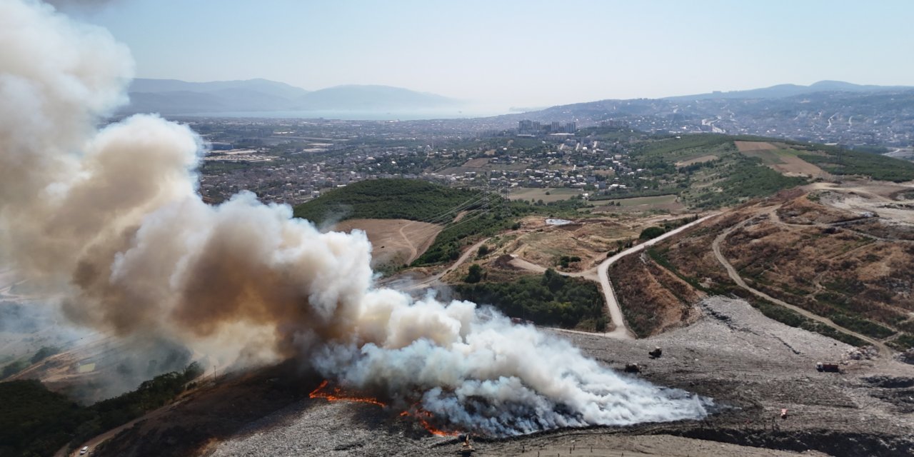 Çöp döküm sahasında yangın çıktı