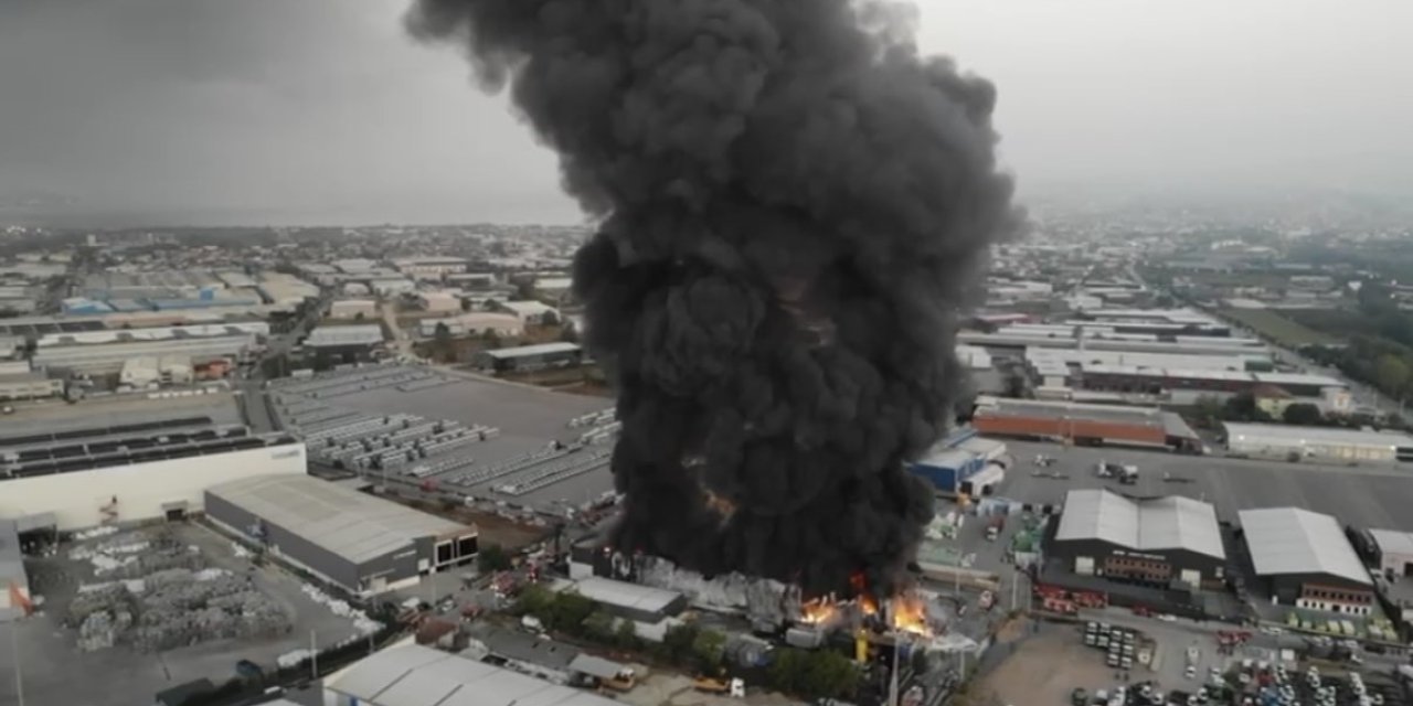 Lojistik deposu havadan görüntülendi