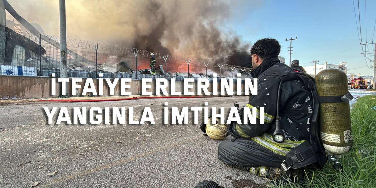 Alevlerin karşısında itfaiye erlerinin imtihanı