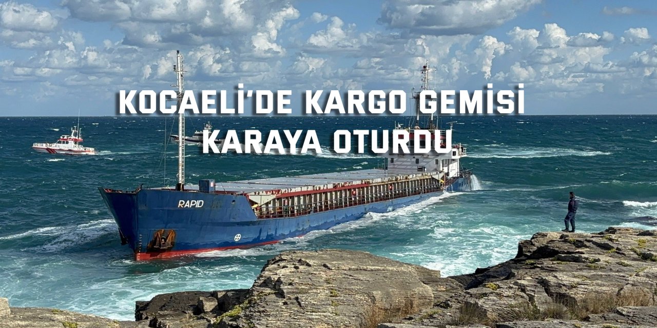 Kocaeli’de kargo gemisi karaya oturdu