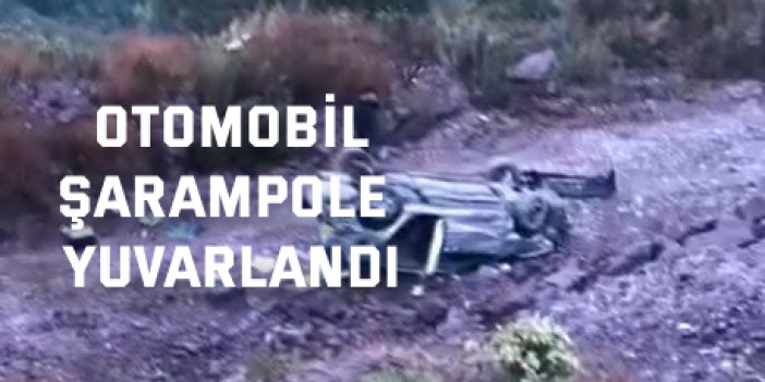 Otomobil şarampole yuvarlandı