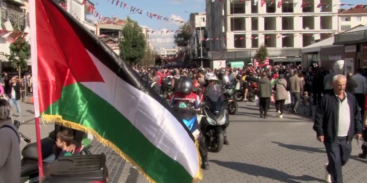 2 bin motorcu Gazze'deki zulme dikkat çekti