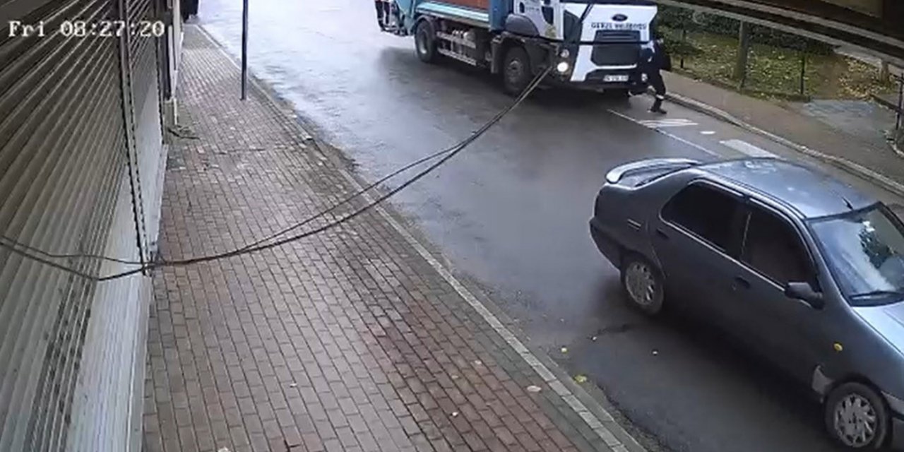 Belediye işçisinin hayatını kaybettiği korkunç kaza kamerada