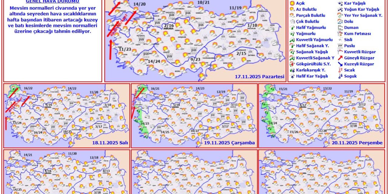Hava Sıcaklıkları Kuzey ve  Batı Kesimlerde Artıyor!
