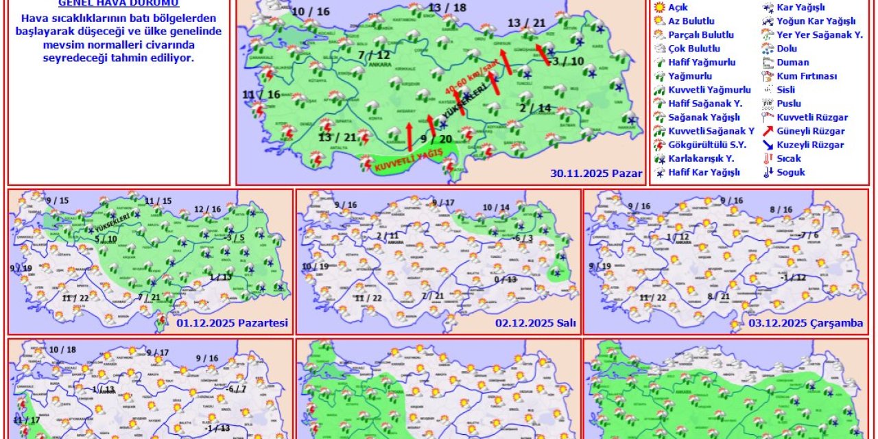 METEOROLOJİ:    Hava Sıcaklıkları Düşüyor!