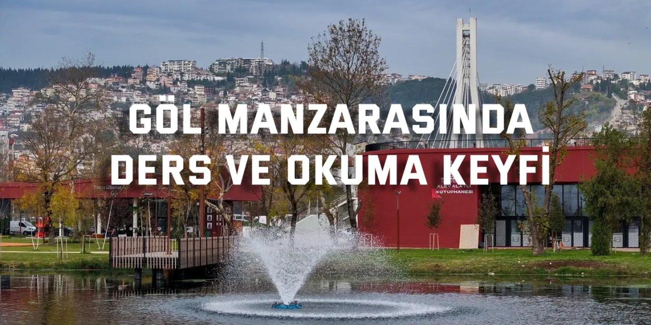 Göl manzarasında ders ve okuma keyfi