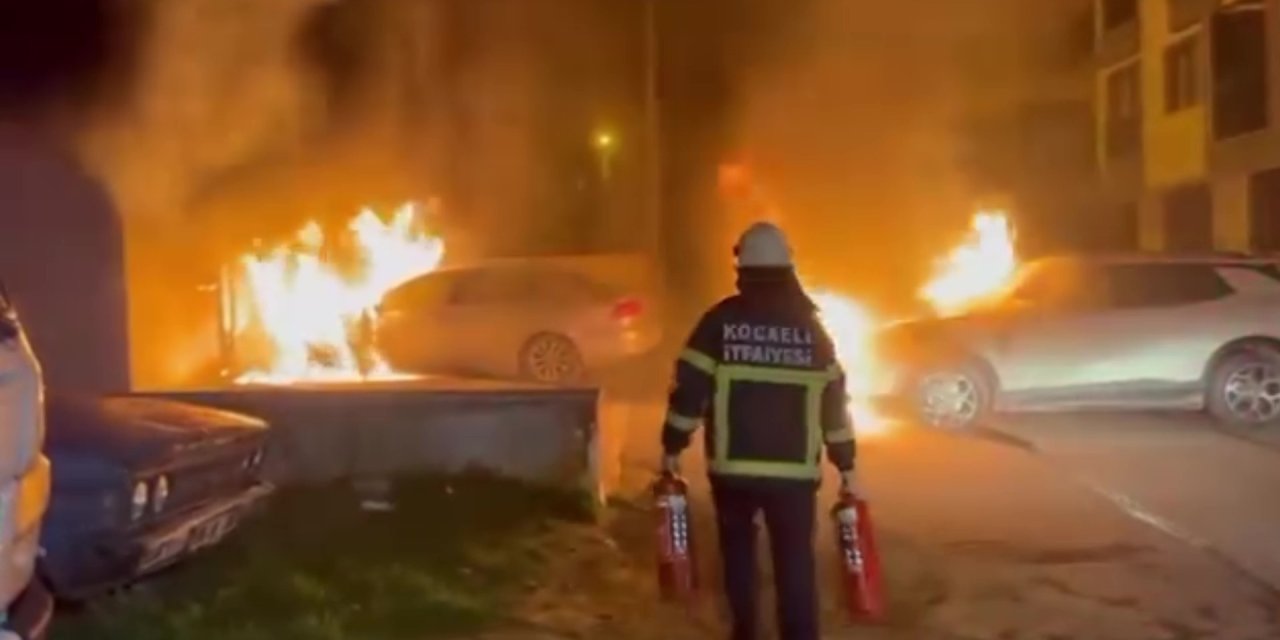 Park halindeki araç alev alev yandı