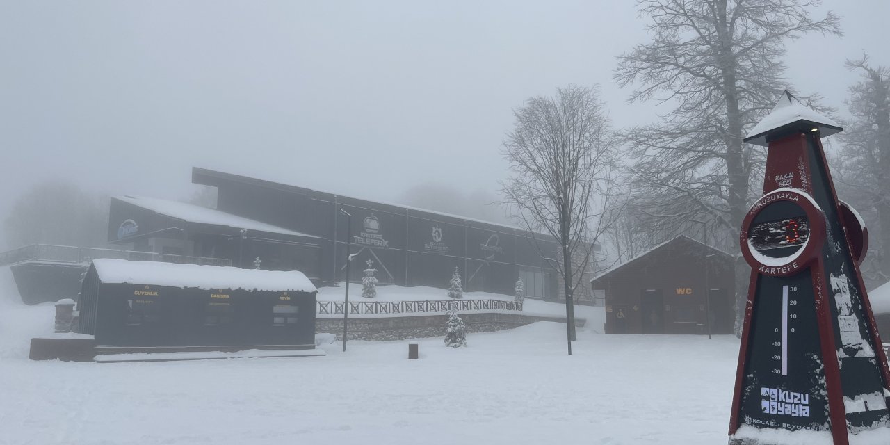 Kartepe'de kar yeniden  etkisini gösterdi