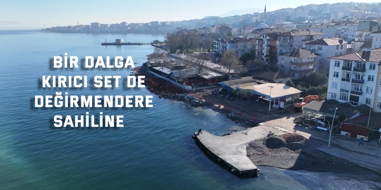 Bir dalga kırıcı set de Değirmendere sahiline