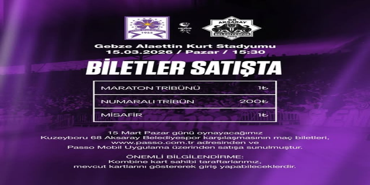 Gebzespor Biletleri Satışta