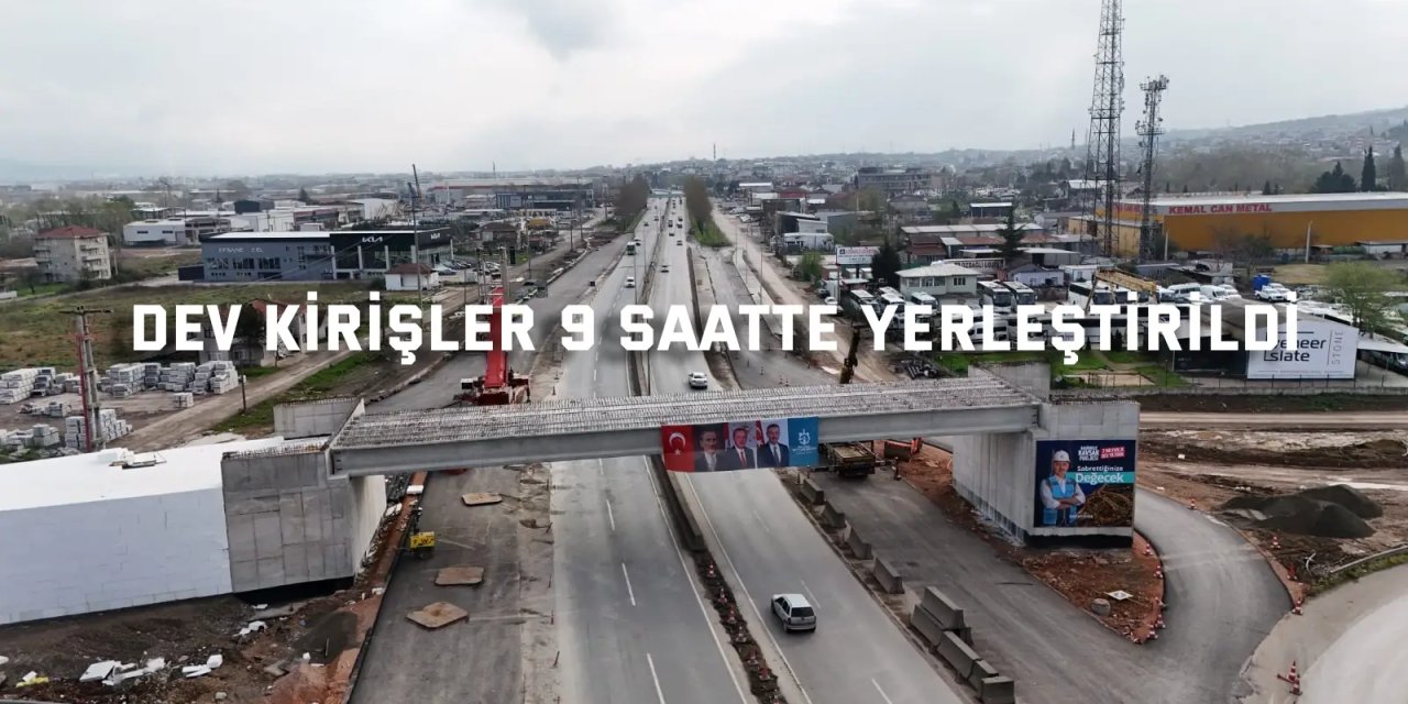 Dev kirişler 9 saatte yerleştirildi
