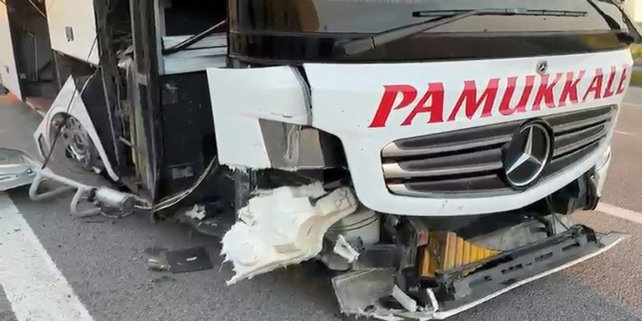 Lastiği patlayan yolcu otobüsünde can pazarı