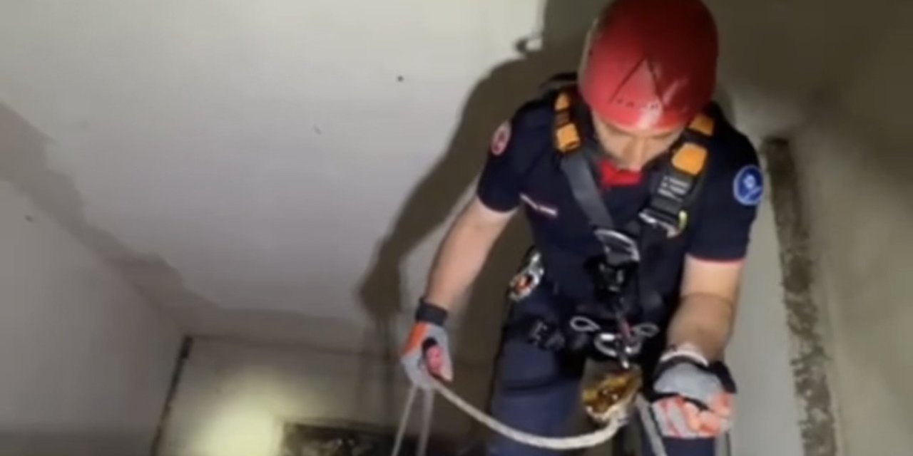 Apartman boşluğuna düşen  yavru martı ekiplerce kurtarıldı