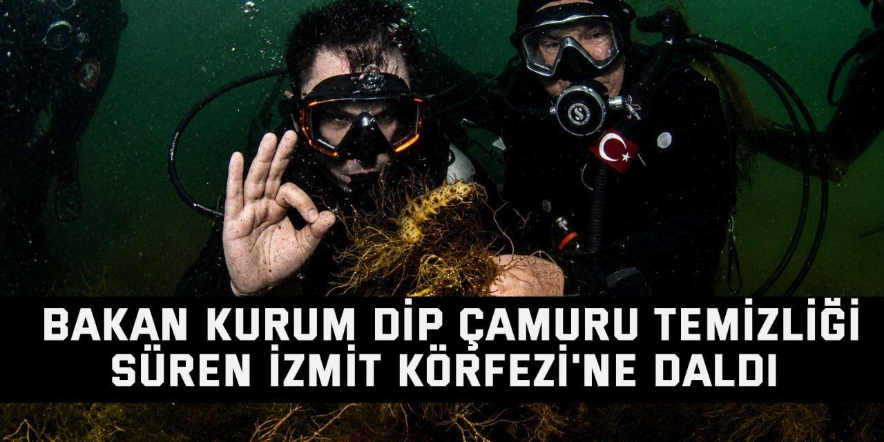 Bakan Kurum dip çamuru temizliği süren İzmit Körfezi'ne daldı