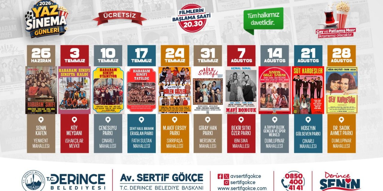 Derince'de Yaz Sinema Günleri Başlıyor