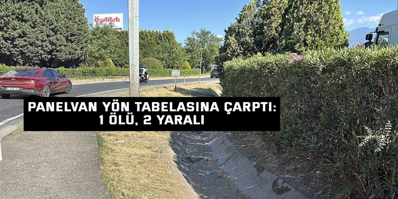 Panelvan yön tabelasına çarptı: 1 ölü, 2 yaralı