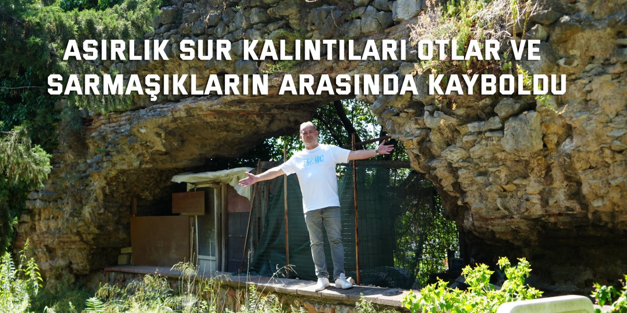 Asırlık sur kalıntıları otlar ve sarmaşıkların arasında kayboldu