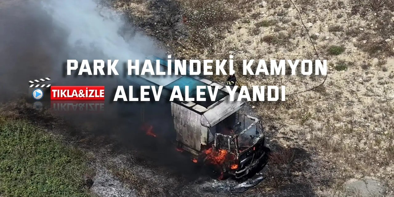 Park halindeki kamyon alev alev yandı