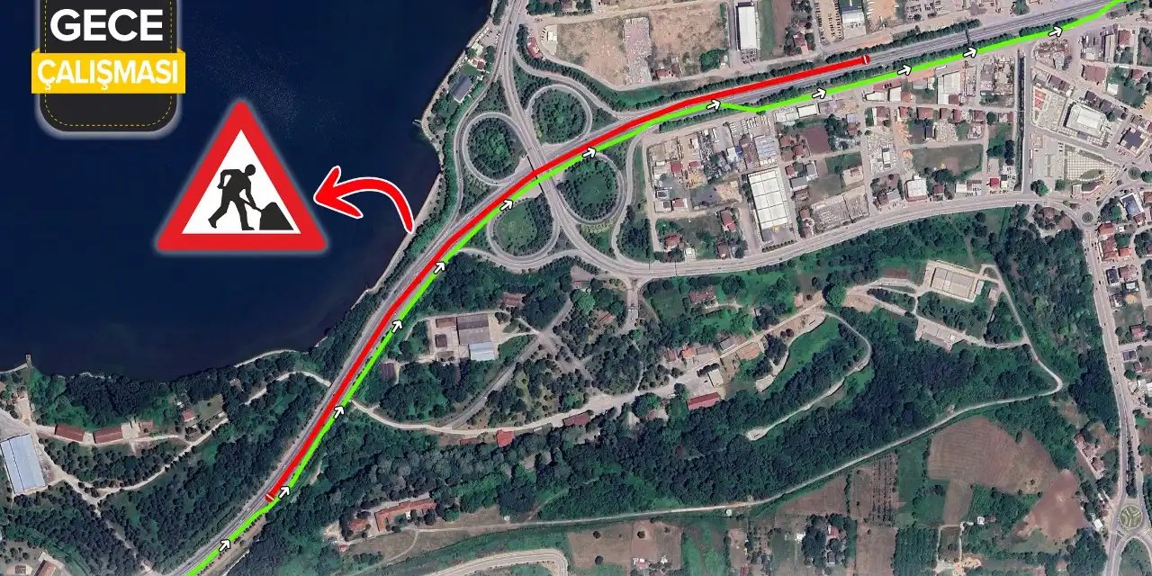 Başiskele Kavşağı’nda gece çalışması