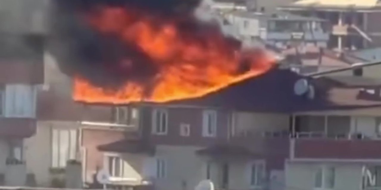 Kocaeli'de çatı alevlere teslim oldu
