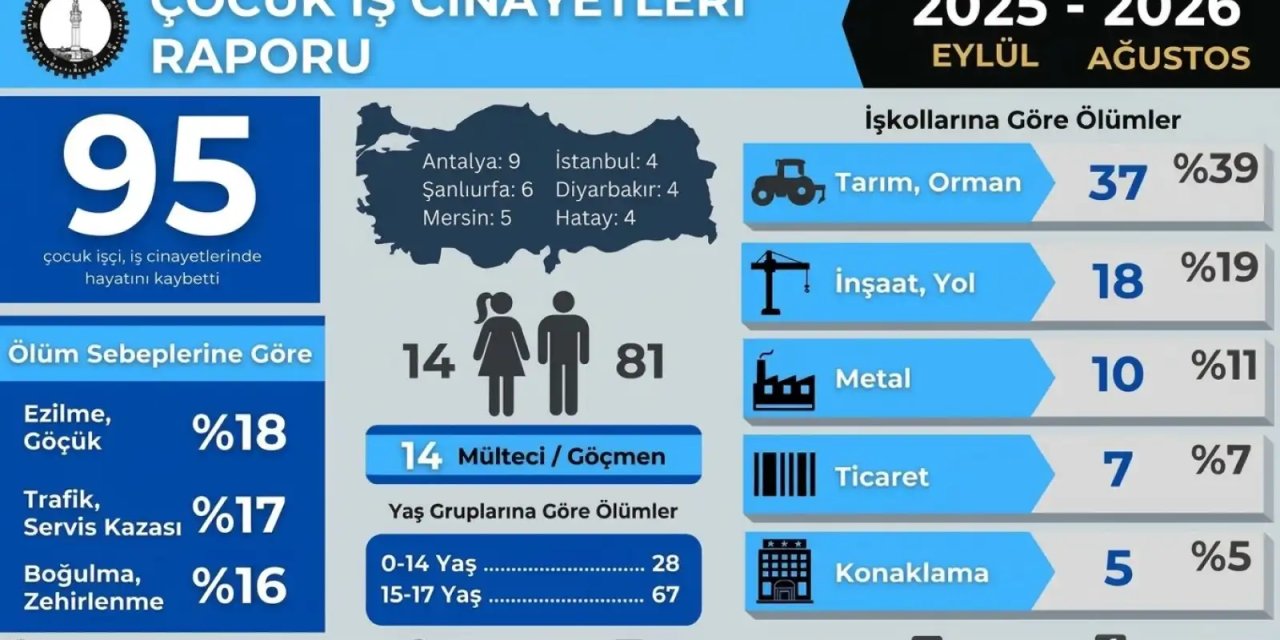 İSİG MECLİSİ RAPORU:    En Az 95 Çocuk İşçi Hayatını Kaybetti